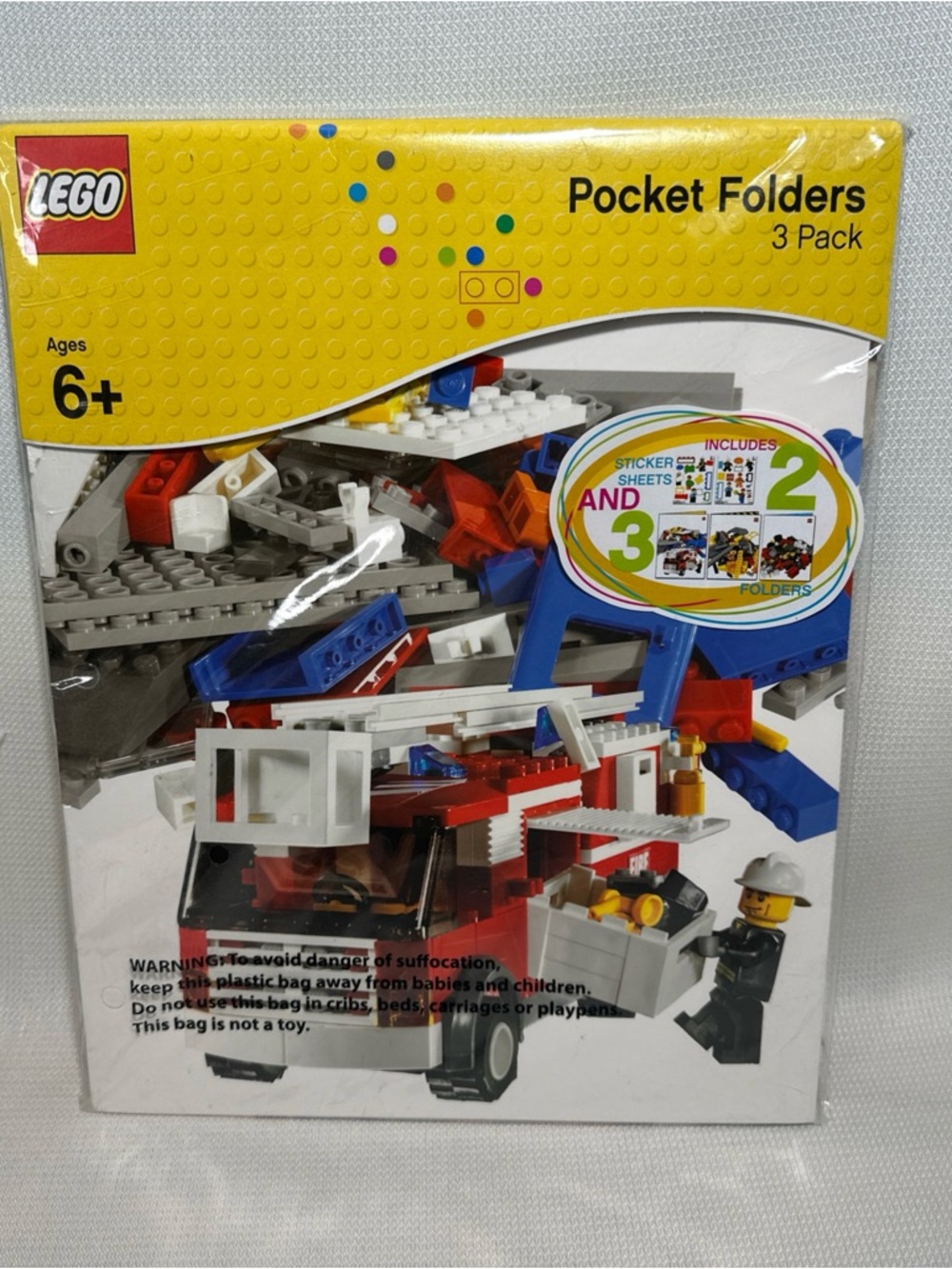 Lego Pocket Folders 3-Pack - Yellow, Red, Blue, White
